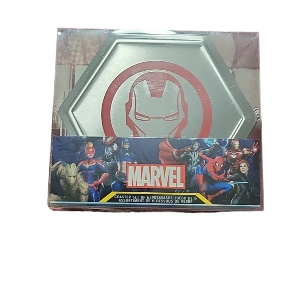 Disney Parks Marvel Avengers Hexagon Coaster Set of 6 NIB